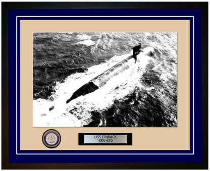 USS Finback SSN-670 Framed Navy Ship Photo Blue