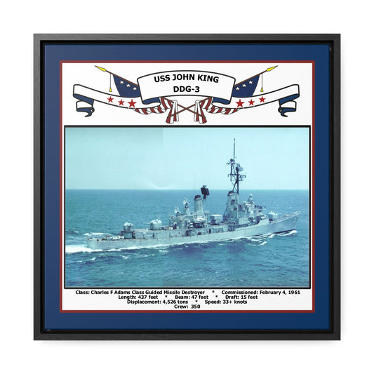 USS John King DDG-3 Navy Floating Frame Photo Front View
