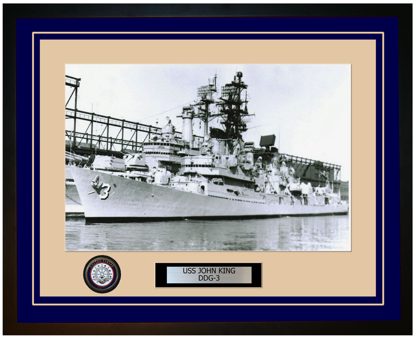 USS JOHN KING DDG-3 Framed Navy Ship Photo Blue