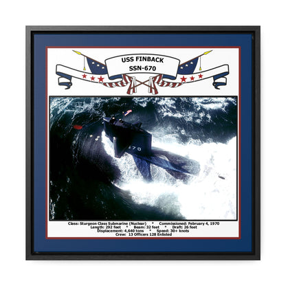 USS Finback SSN-670 Navy Floating Frame Photo Front View
