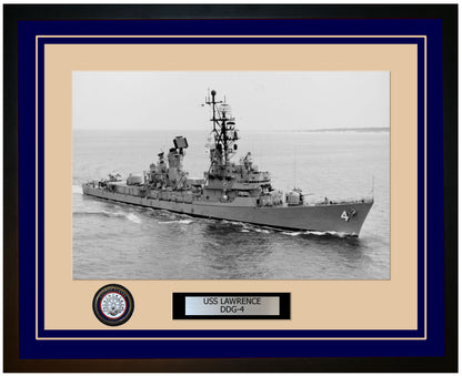 USS LAWRENCE DDG-4 Framed Navy Ship Photo Blue