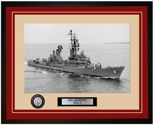 USS LAWRENCE DDG-4 Framed Navy Ship Photo Burgundy