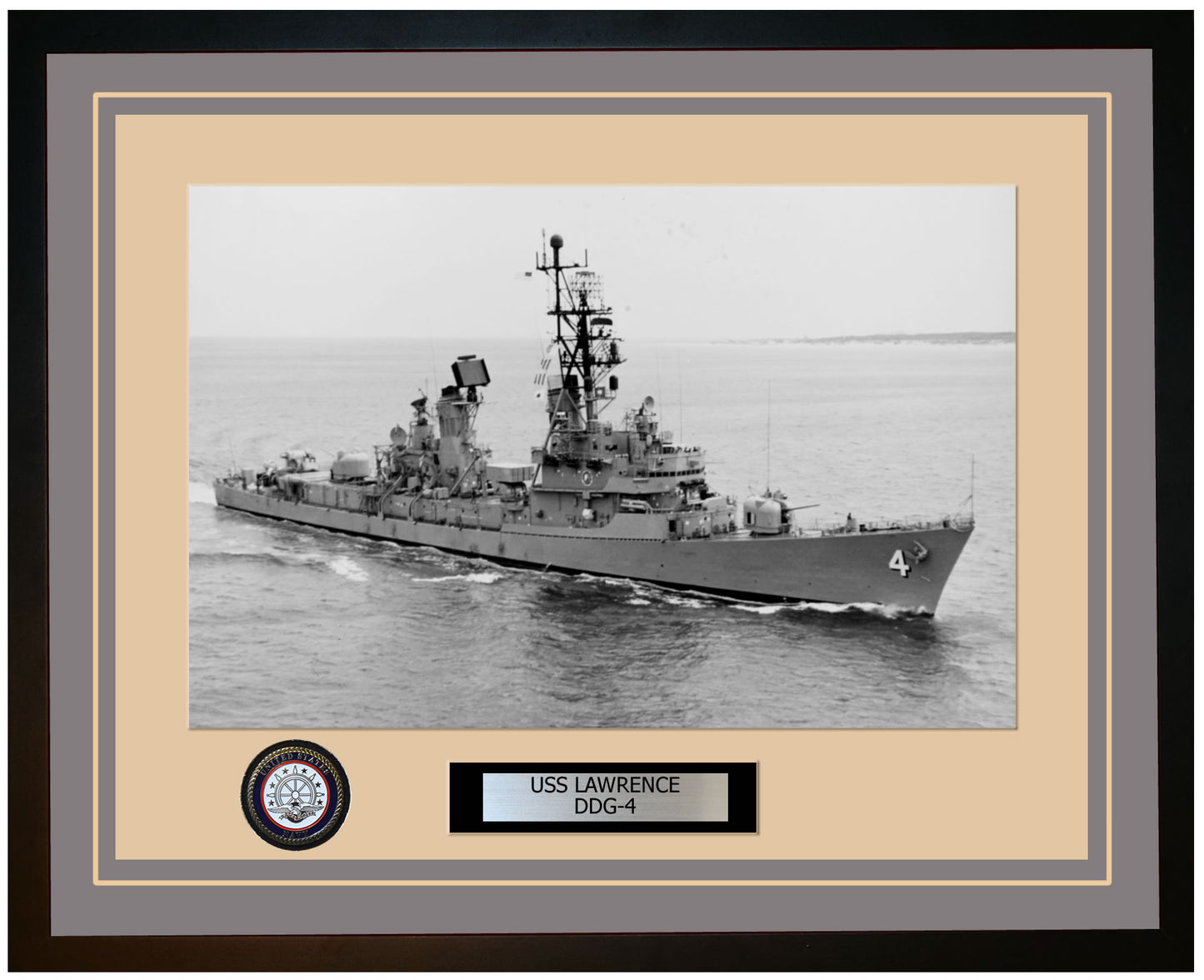 USS LAWRENCE DDG-4 Framed Navy Ship Photo Grey