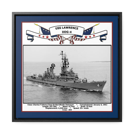 USS Lawrence DDG-4 Navy Floating Frame Photo Front View