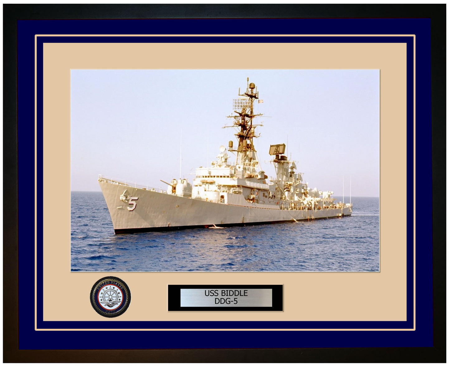 USS BIDDLE DDG-5 Framed Navy Ship Photo Blue
