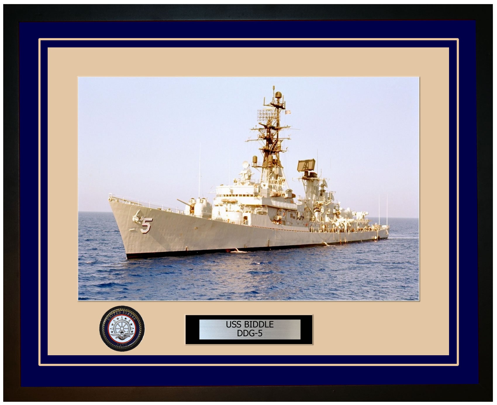 USS BIDDLE DDG-5 Framed Navy Ship Photo Blue