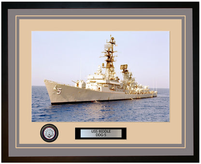 USS BIDDLE DDG-5 Framed Navy Ship Photo Grey