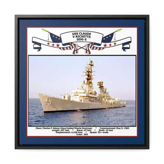 USS Biddle DDG-5 Navy Floating Frame Photo Front View