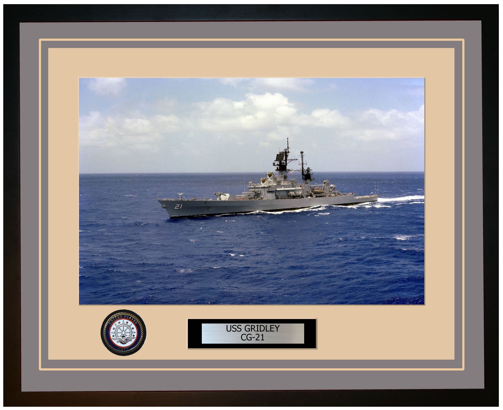 USS GRIDLEY CG-21 Framed Navy Ship Photo Grey