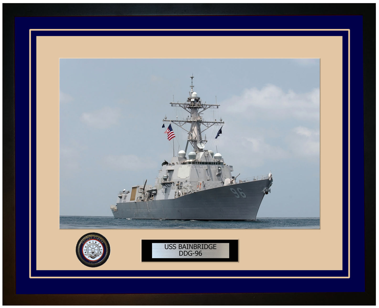 USS BAINBRIDGE DDG-96 Framed Navy Ship Photo Blue
