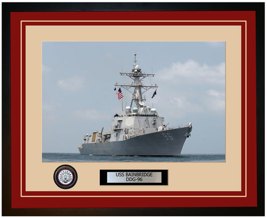 USS BAINBRIDGE DDG-96 Framed Navy Ship Photo Burgundy