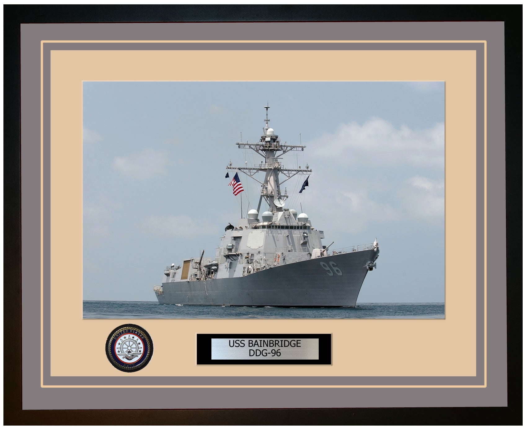 USS BAINBRIDGE DDG-96 Framed Navy Ship Photo Grey