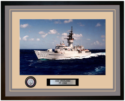 USS VREELAND FF-1068 Framed Navy Ship Photo Grey