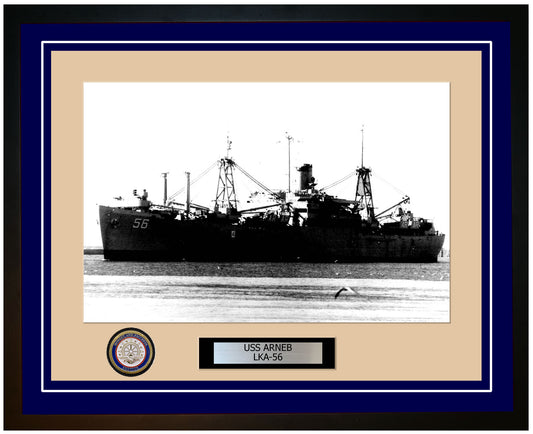 USS Arneb LKA-56 Framed Navy Ship Photo Blue