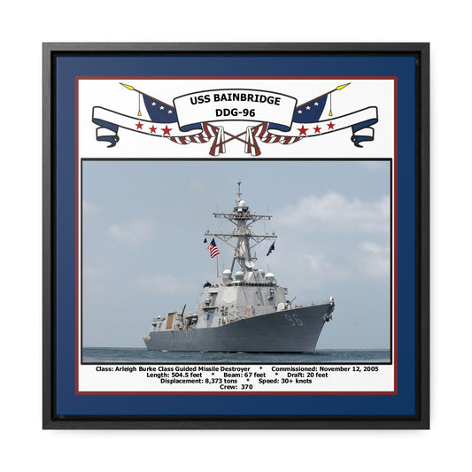 USS Bainbridge DDG-96 Navy Floating Frame Photo Front View