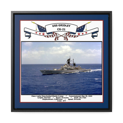 USS Gridley CG-21 Navy Floating Frame Photo Front View