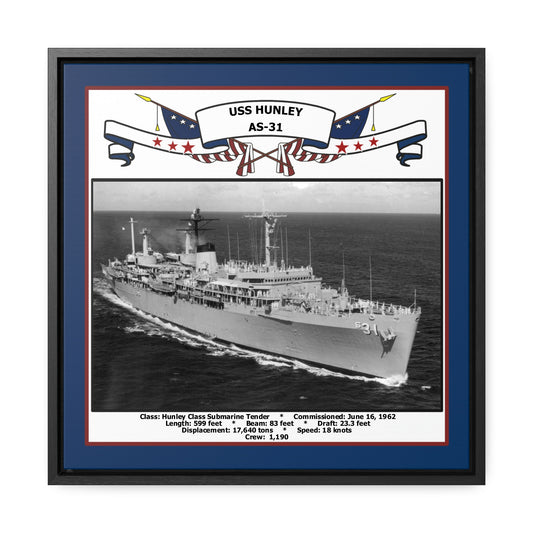 USS Hunley AS-31 Navy Floating Frame Photo Front View