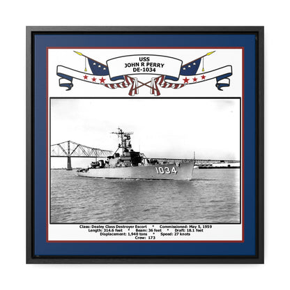 USS John R Perry DE-1034 Navy Floating Frame Photo Front View
