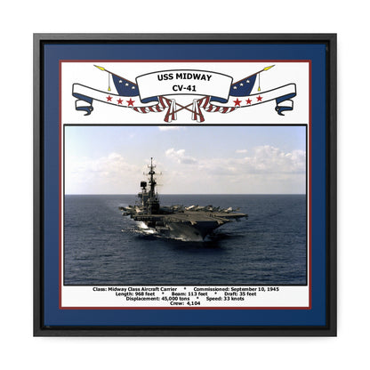 USS Midway CV-41 Navy Floating Frame Photo Front View