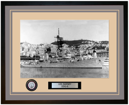 USS BARNEY DDG-6 Framed Navy Ship Photo Grey