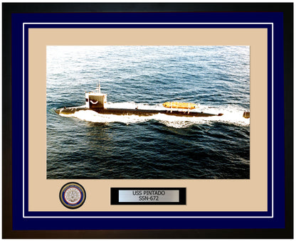 USS Pintado SSN-672 Framed Navy Ship Photo Blue