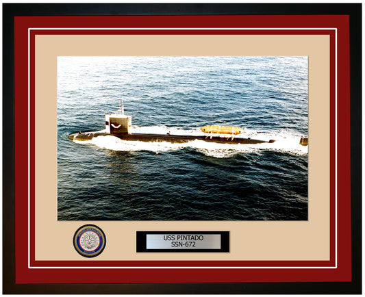 USS Pintado SSN-672 Framed Navy Ship Photo Burgundy