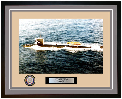 USS Pintado SSN-672 Framed Navy Ship Photo Grey