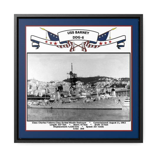 USS Barney DDG-6 Navy Floating Frame Photo Front View