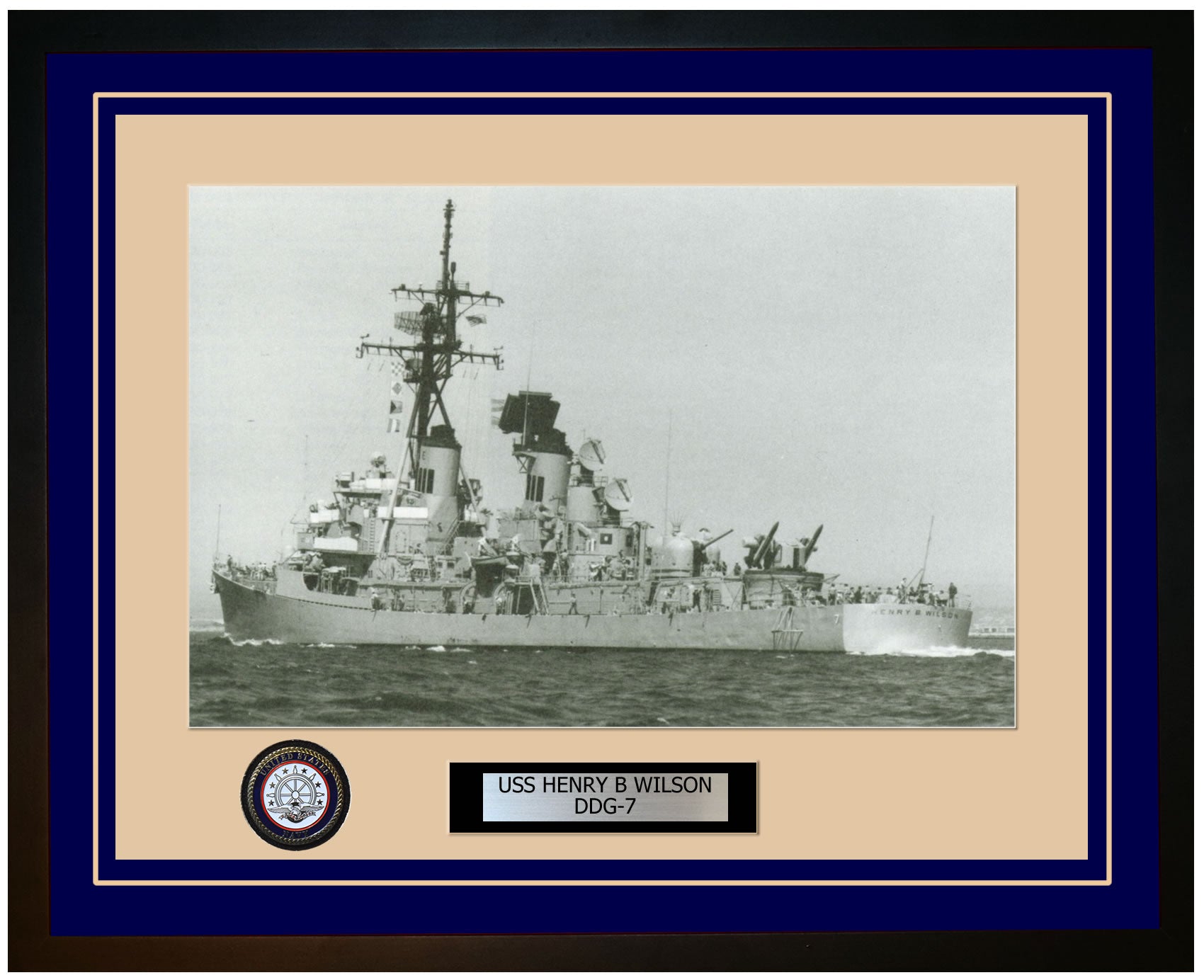 USS HENRY B WILSON DDG-7 Framed Navy Ship Photo Blue