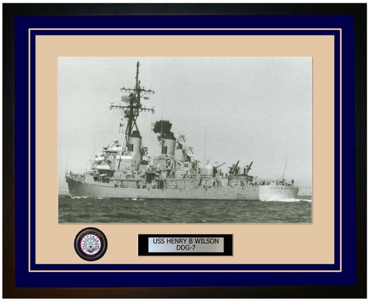 USS HENRY B WILSON DDG-7 Framed Navy Ship Photo Blue