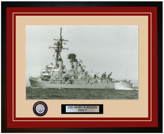 USS HENRY B WILSON DDG-7 Framed Navy Ship Photo Burgundy