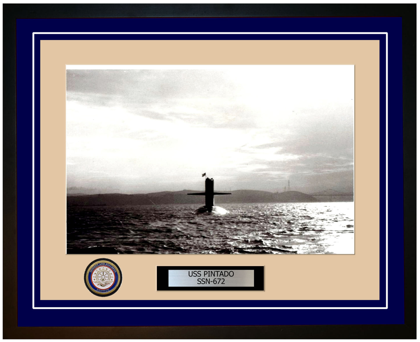 USS Pintado SSN-672 Framed Navy Ship Photo Blue