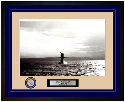 USS Pintado SSN-672 Framed Navy Ship Photo Blue