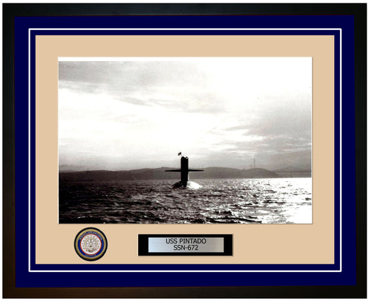 USS Pintado SSN-672 Framed Navy Ship Photo Blue