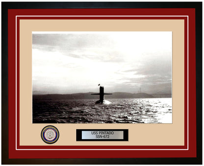 USS Pintado SSN-672 Framed Navy Ship Photo Burgundy
