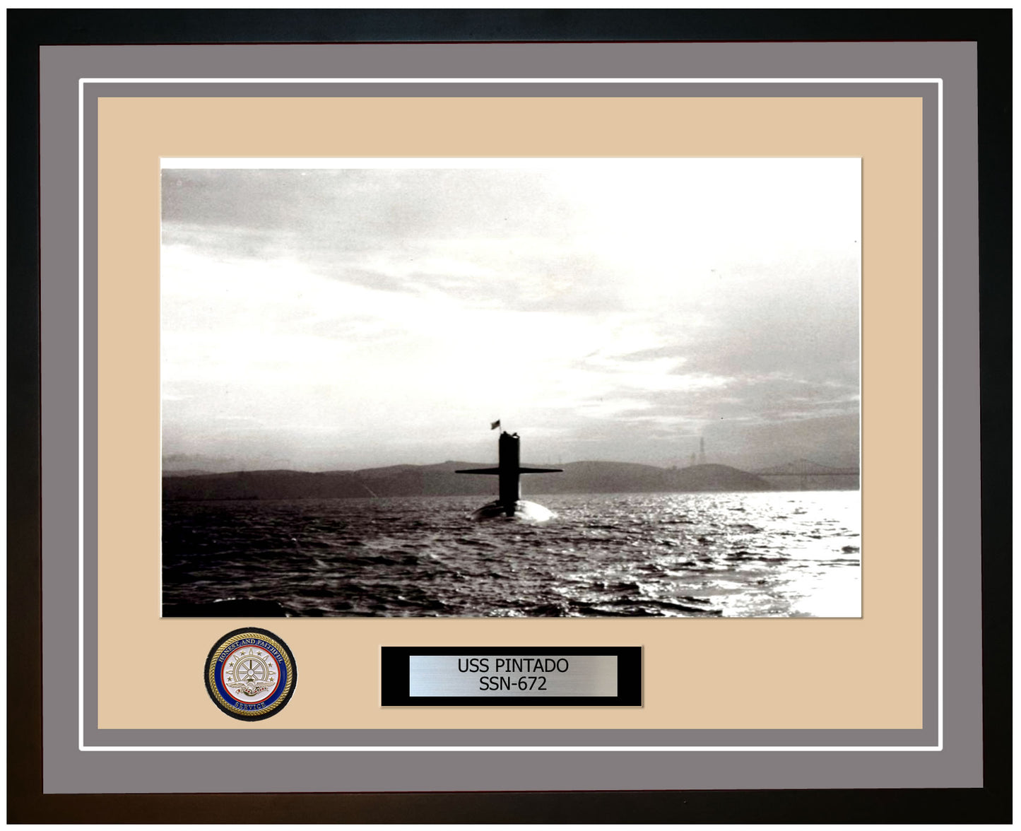 USS Pintado SSN-672 Framed Navy Ship Photo Grey