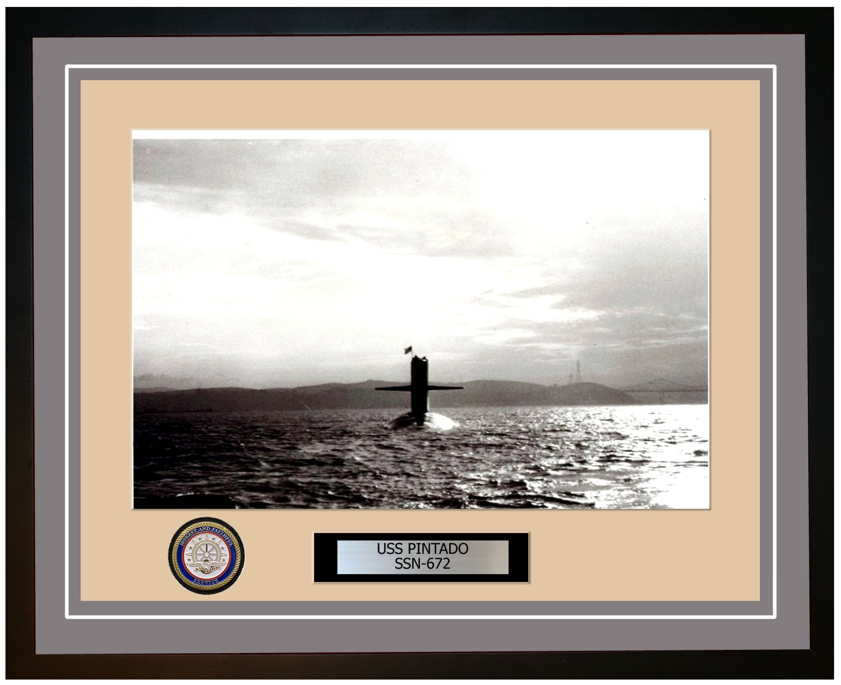 USS Pintado SSN-672 Framed Navy Ship Photo Grey