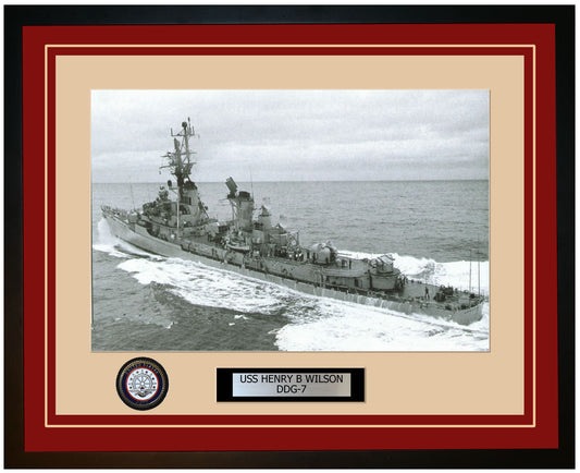 USS HENRY B WILSON DDG-7 Framed Navy Ship Photo Burgundy