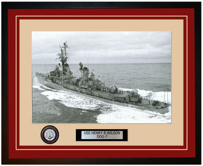 USS HENRY B WILSON DDG-7 Framed Navy Ship Photo Burgundy