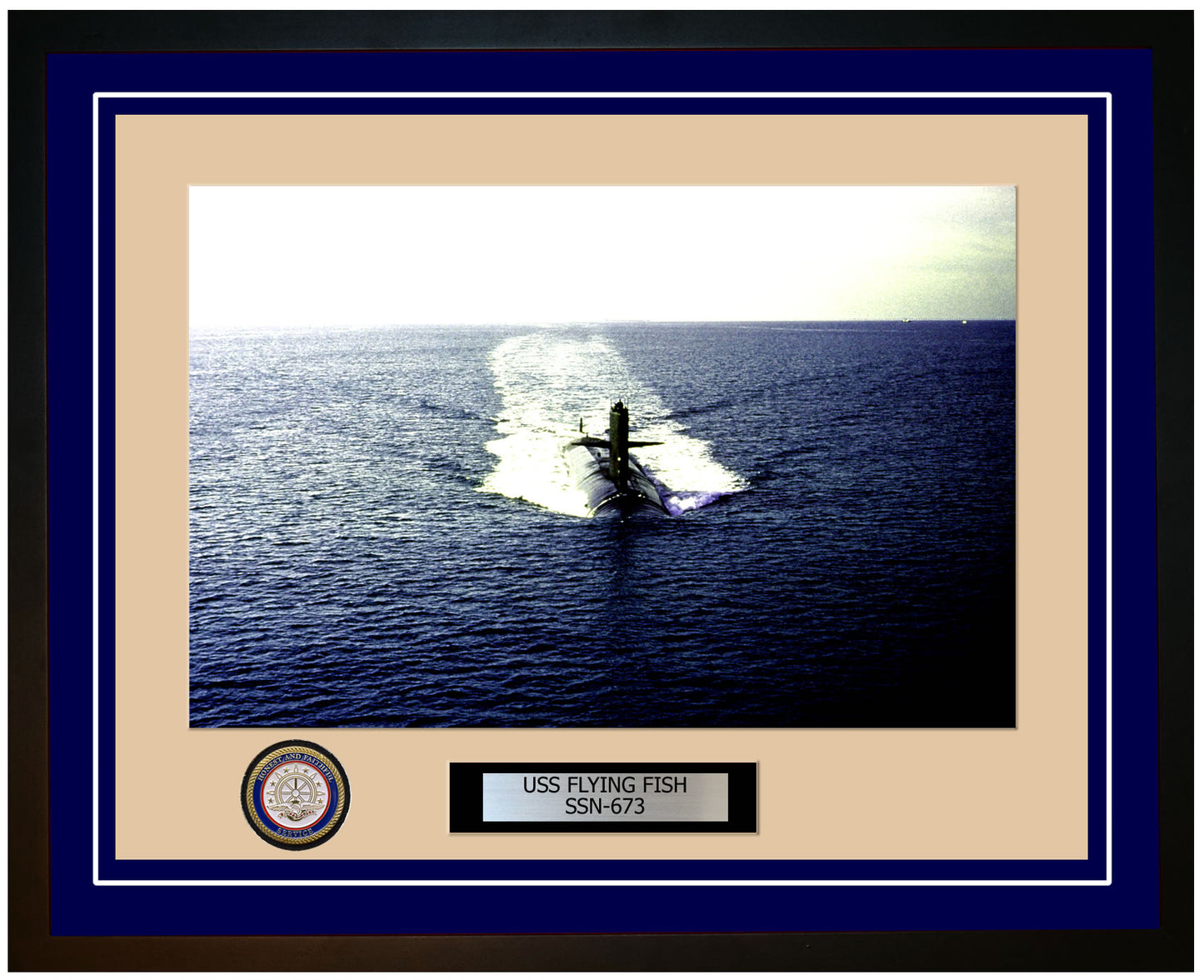 USS Flying Fish SSN-673 Framed Navy Ship Photo Blue