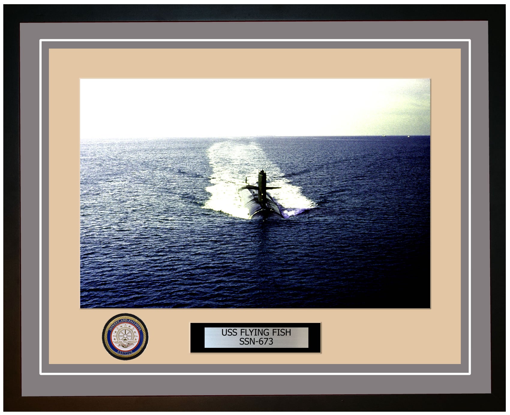 USS Flying Fish SSN-673 Framed Navy Ship Photo Grey