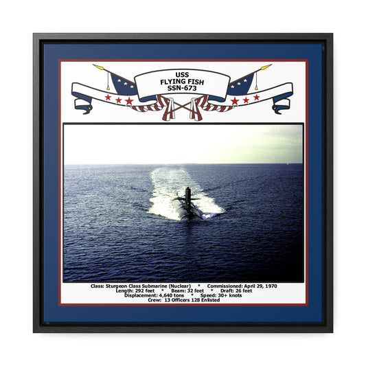 USS Flying Fish SSN-673 Navy Floating Frame Photo Front View