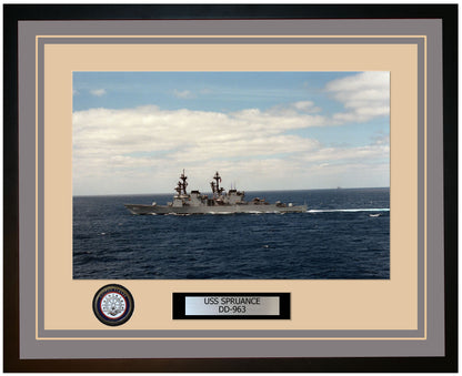 USS SPRUANCE DD-963 Framed Navy Ship Photo Grey