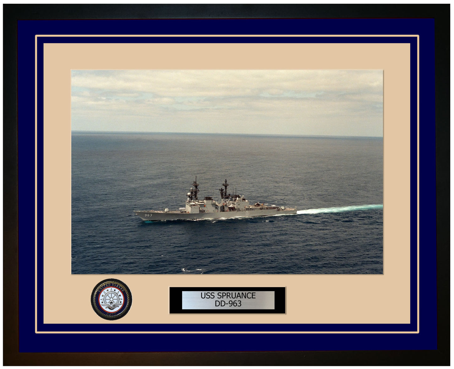 USS SPRUANCE DD-963 Framed Navy Ship Photo Blue