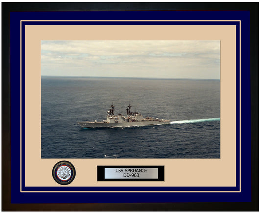 USS SPRUANCE DD-963 Framed Navy Ship Photo Blue