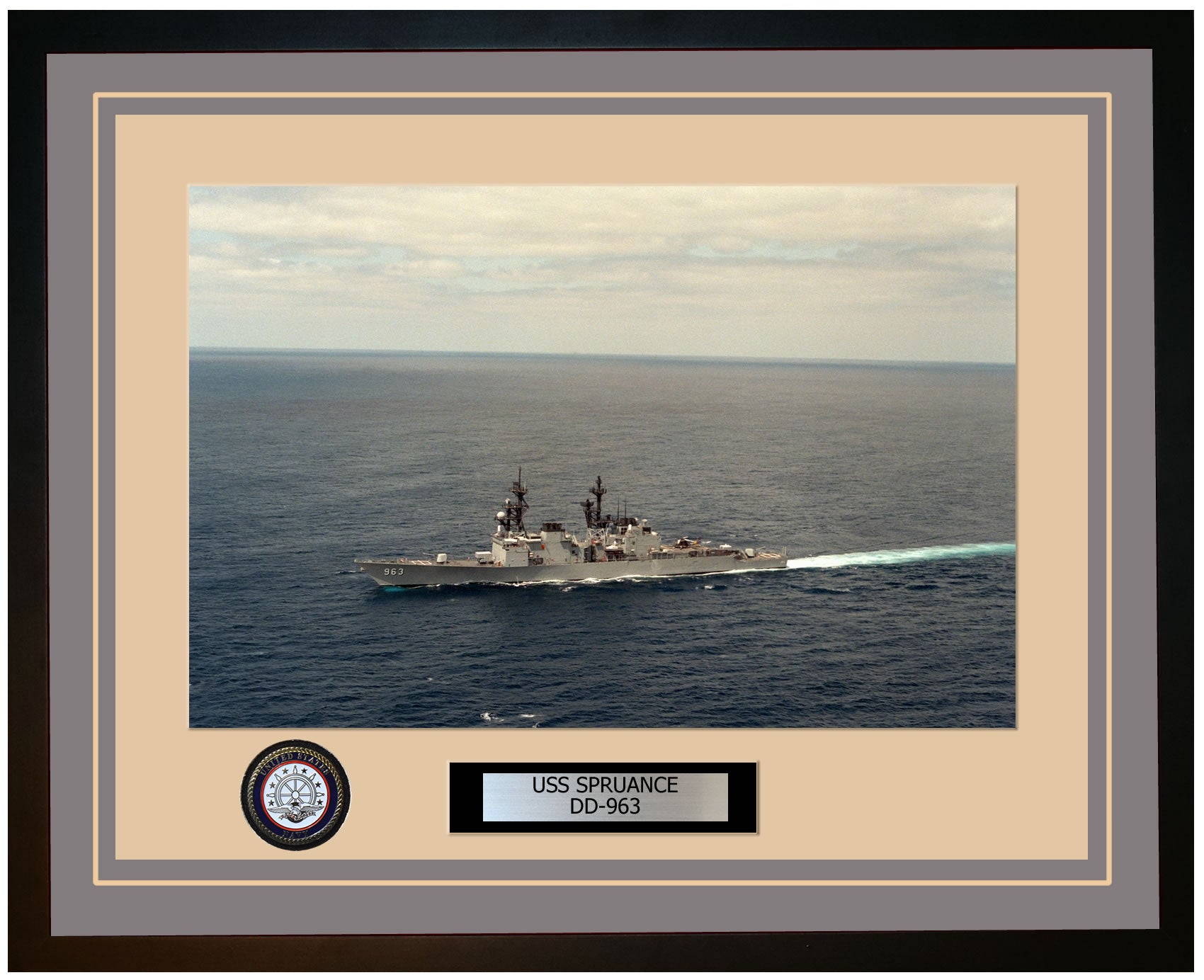 USS SPRUANCE DD-963 Framed Navy Ship Photo Grey
