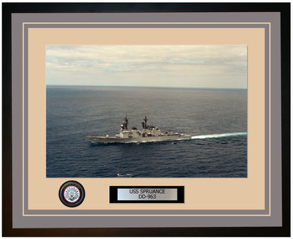 USS SPRUANCE DD-963 Framed Navy Ship Photo Grey