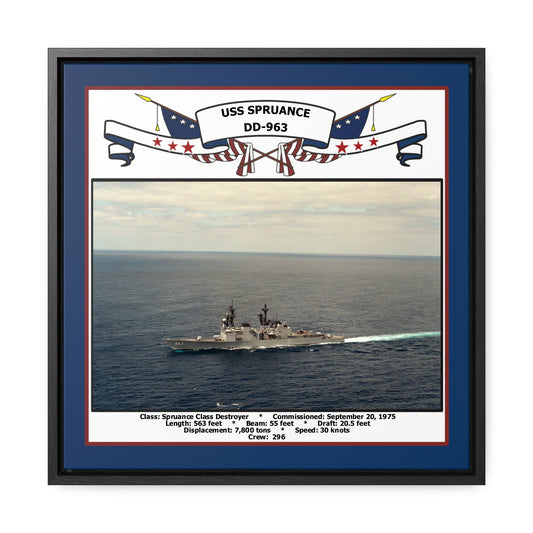 USS Spruance DD-963 Navy Floating Frame Photo Front View
