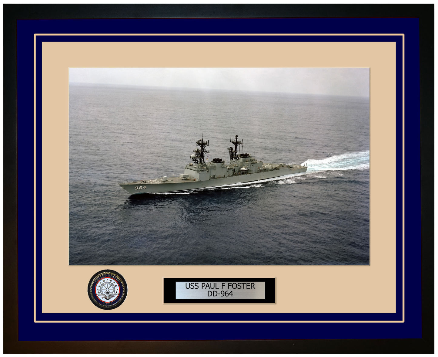 USS PAUL F FOSTER DD-964 Framed Navy Ship Photo Blue