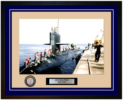 USS Billfish SSN-676 Framed Navy Ship Photo Blue